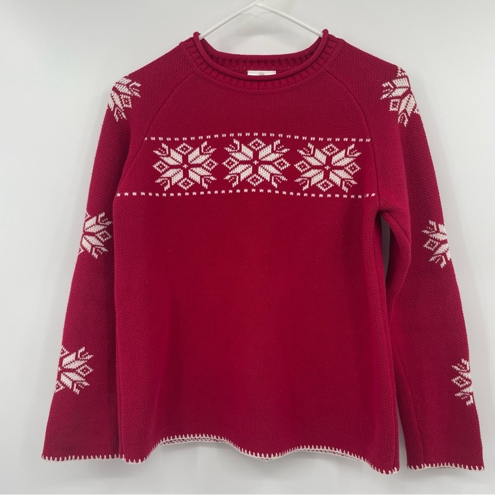 Hanna Andersson Red & White Snowflake Sweater – Size 150